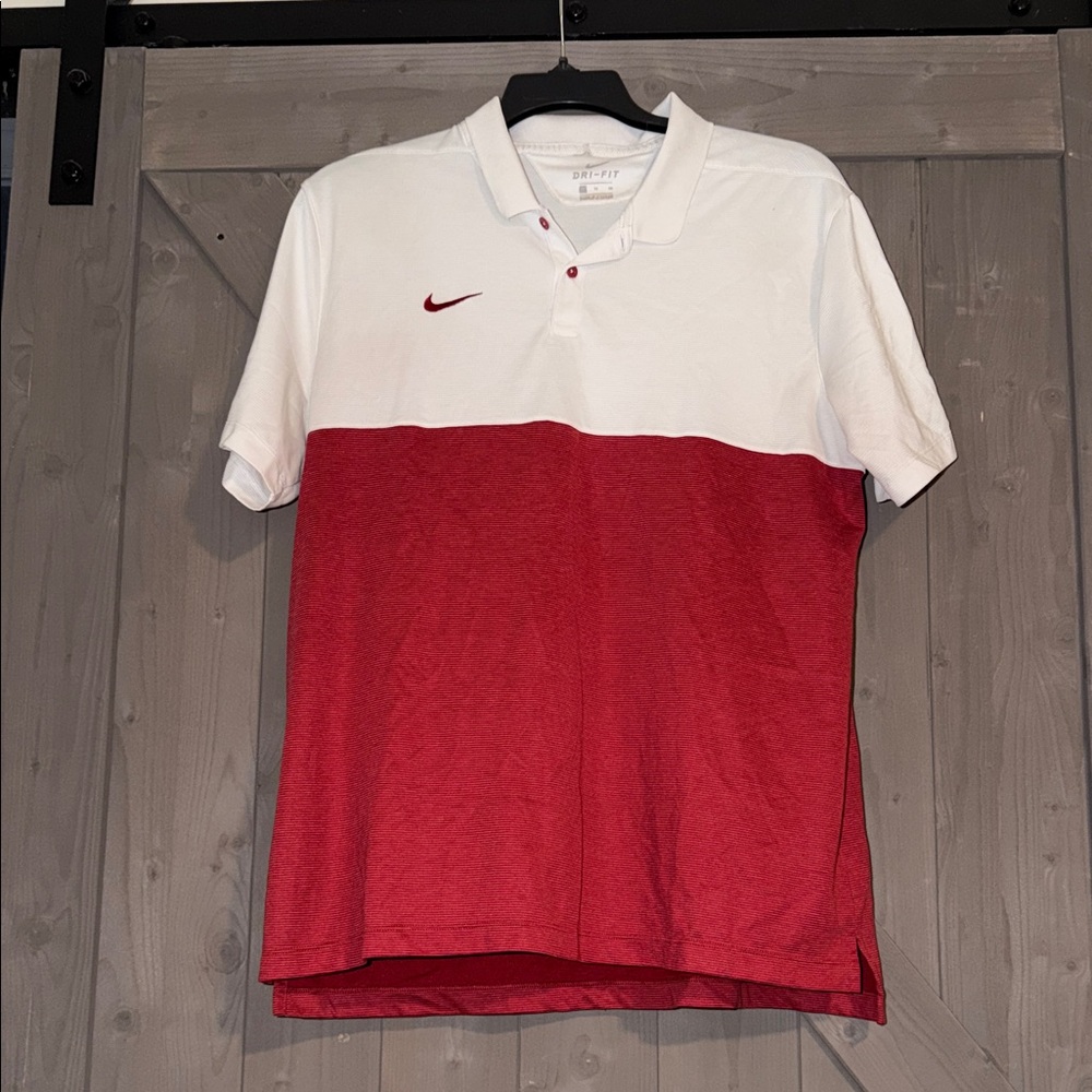 Nike Men's Golf Polo Shirt in White and Red